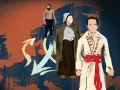 Ilustracja przedstawia migracje ludów indoeuropejskich przez Europę, z zaznaczonymi postaciami i strzałkami wskazującymi kierunki wędrówek.