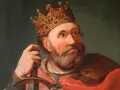 Portret Bolesława Chrobrego w koronie i z mieczem. To właśnie on, co zrobił Bolesław Chrobry, umocnił państwo polskie.