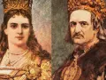 Portret królowej Jadwigi i króla Jagiełły. Królowa Jadwiga miała 25 lat, gdy urodziła dziecko.