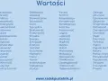 Lista wartości, od akceptacji po pracowitość, tworzy hierarchię tego, co dla nas ważne.
