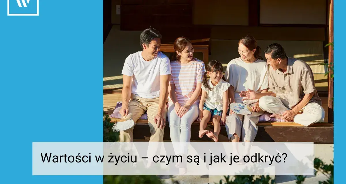Rodzina siedzi razem, rozmawiając. To obraz tego, jak ważne są wartości w życiu i jak je odkrywać.