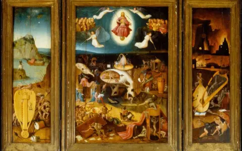 Boschowski Sąd Ostateczny: wizja piekła, raju i ludzkich grzechów. Dzieło pełne symboli i przerażających scen.