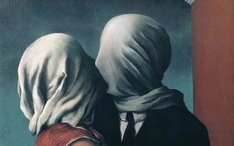 Magritte's "The Lovers" - piękne obrazy znanych malarzy, gdzie zakryte twarze symbolizują niewidzialne bariery w miłości.