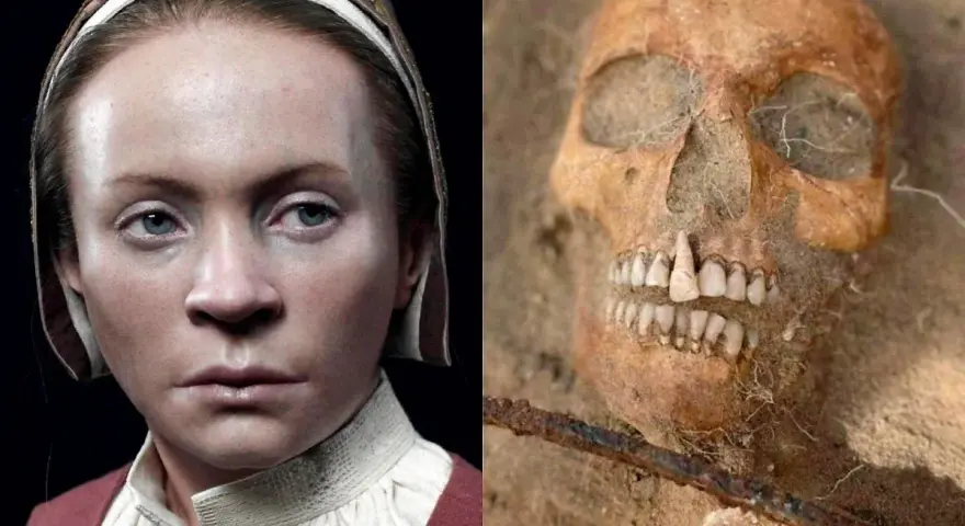 Rekonstrukcja twarzy i czaszka z wykopalisk – niewiarygodne odkrycia archeologiczne ukazujące przeszłość.