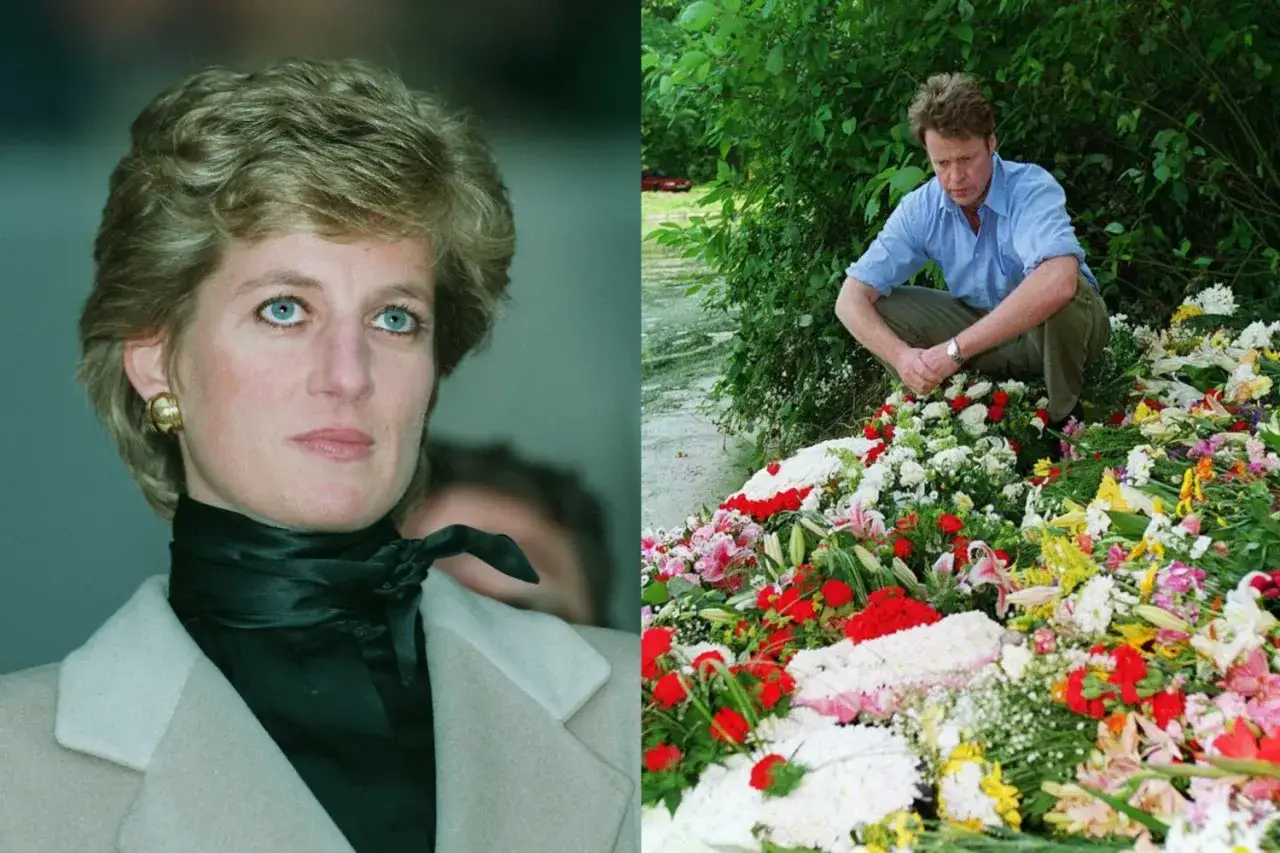 Diana Spencer, księżna Walii, i jej brat Charles Spencer przy kwiatach. Jej arystokratyczne pochodzenie było znane na całym świecie.