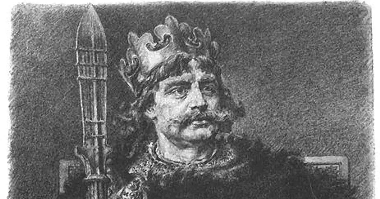 Portret Bolesława Chrobrego w koronie i z berłem. To właśnie on, co zrobił Bolesław Chrobry, zapoczątkował polską państwowość.