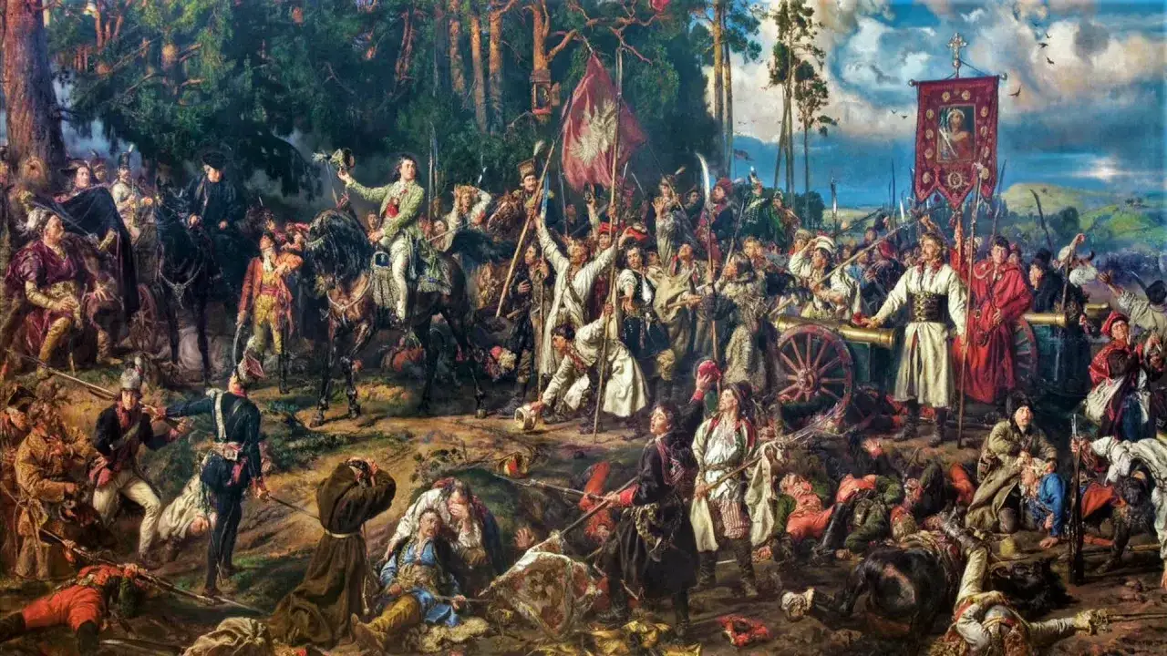 Bitwa pod Grunwaldem, jedno z wielu dzieł Jana Matejki, ukazuje heroizm i chaos starcia.